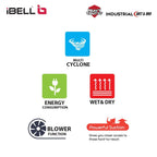 IBELL Cyclone1700 Industrial Series HEPA Filter 35L 20kPa Pressure Stainless Steel Tank Wet/Dry Vacuum Cleaner with Blower Function