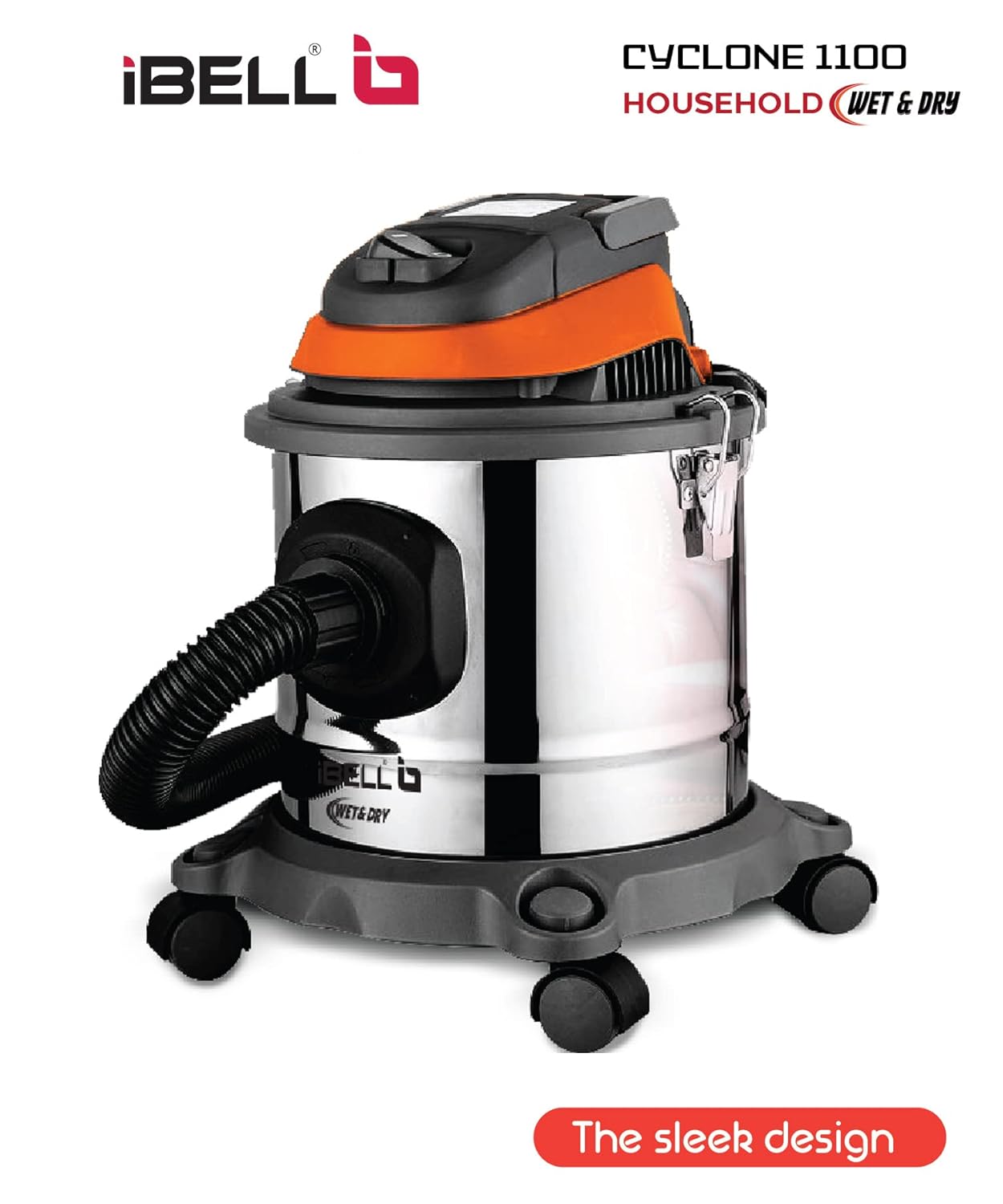 IBELL Cyclone 1100 Industrial Series 15L 17kPa Pressure Stainless Steel Tank HEPA Filter Wet/Dry Vacuum Cleaner
