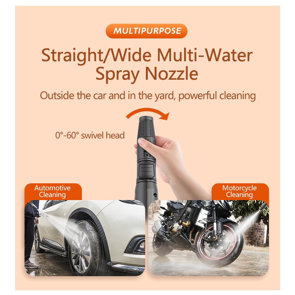 IBELL WIND20 Pressure Washer for Car, 1300 Watts Motor, 100 Bars, 6L/Min Flow Rate, 5 Meters Outlet Hose, for Car, Bike and Home & Outdoor Cleaning Cleaning Purpose, Black and Orange