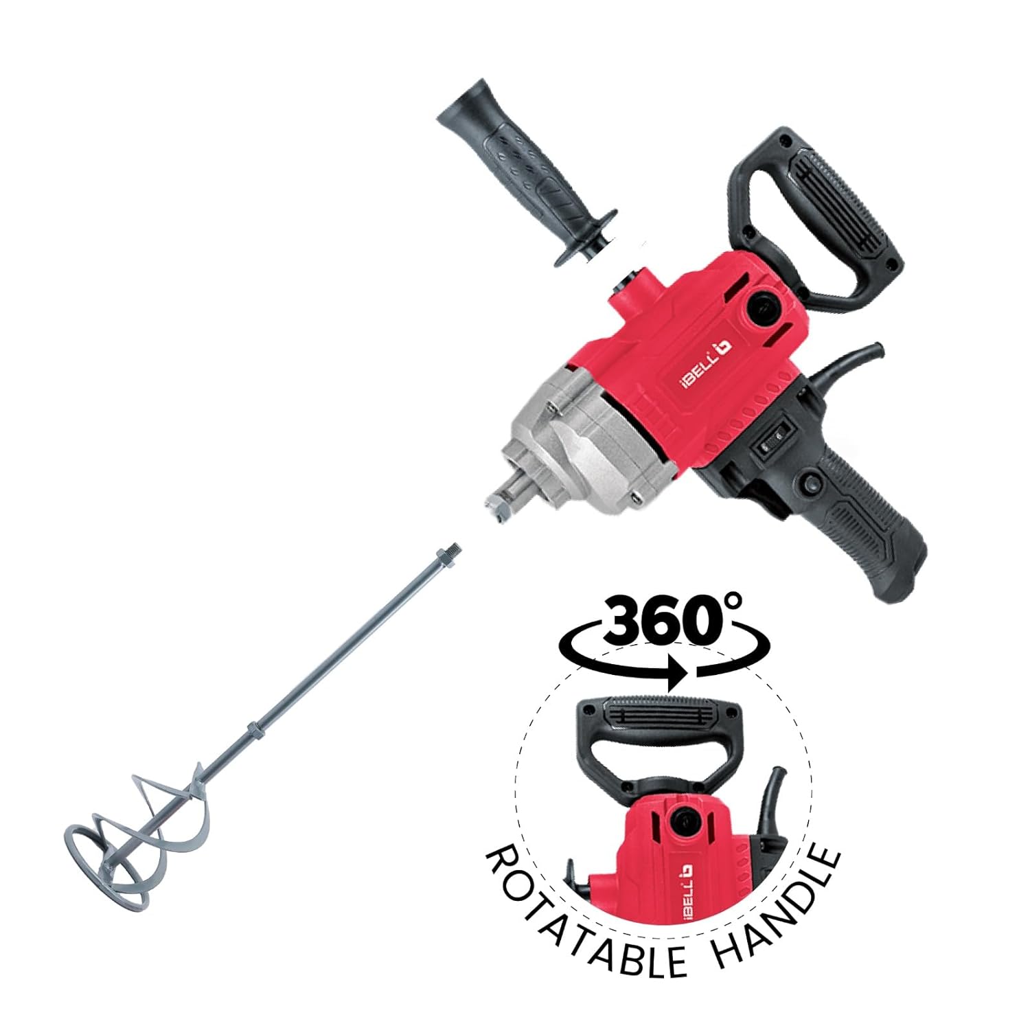 IBELL Handheld Paint Mixer Electric Stirrer Paint Cement Putty Paste Feed Mixer Blender Multipurpose Stirring Machine 950W
