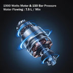 IBELL WIND79 PRO High Pressure Washer, 1900W Induction Motor, 150 Bar Car Washer High Pressure Gun, 7.5 L/Min Flow, 5M Hose, Portable Pressure Washer for Car, Bike, Home & Outdoor Cleaning
