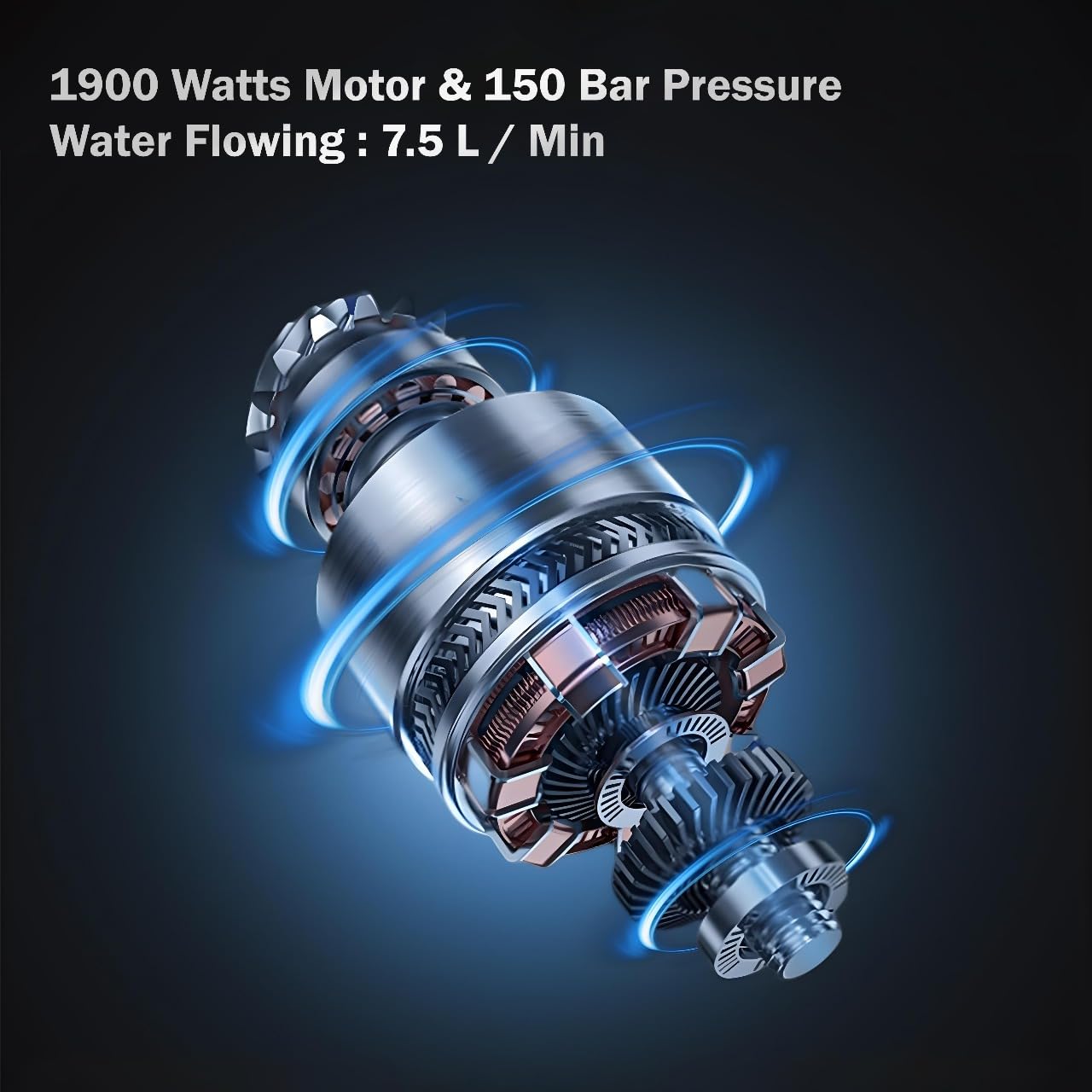 IBELL WIND79 PRO High Pressure Washer, 1900W Induction Motor, 150 Bar Car Washer High Pressure Gun, 7.5 L/Min Flow, 5M Hose, Portable Pressure Washer for Car, Bike, Home & Outdoor Cleaning