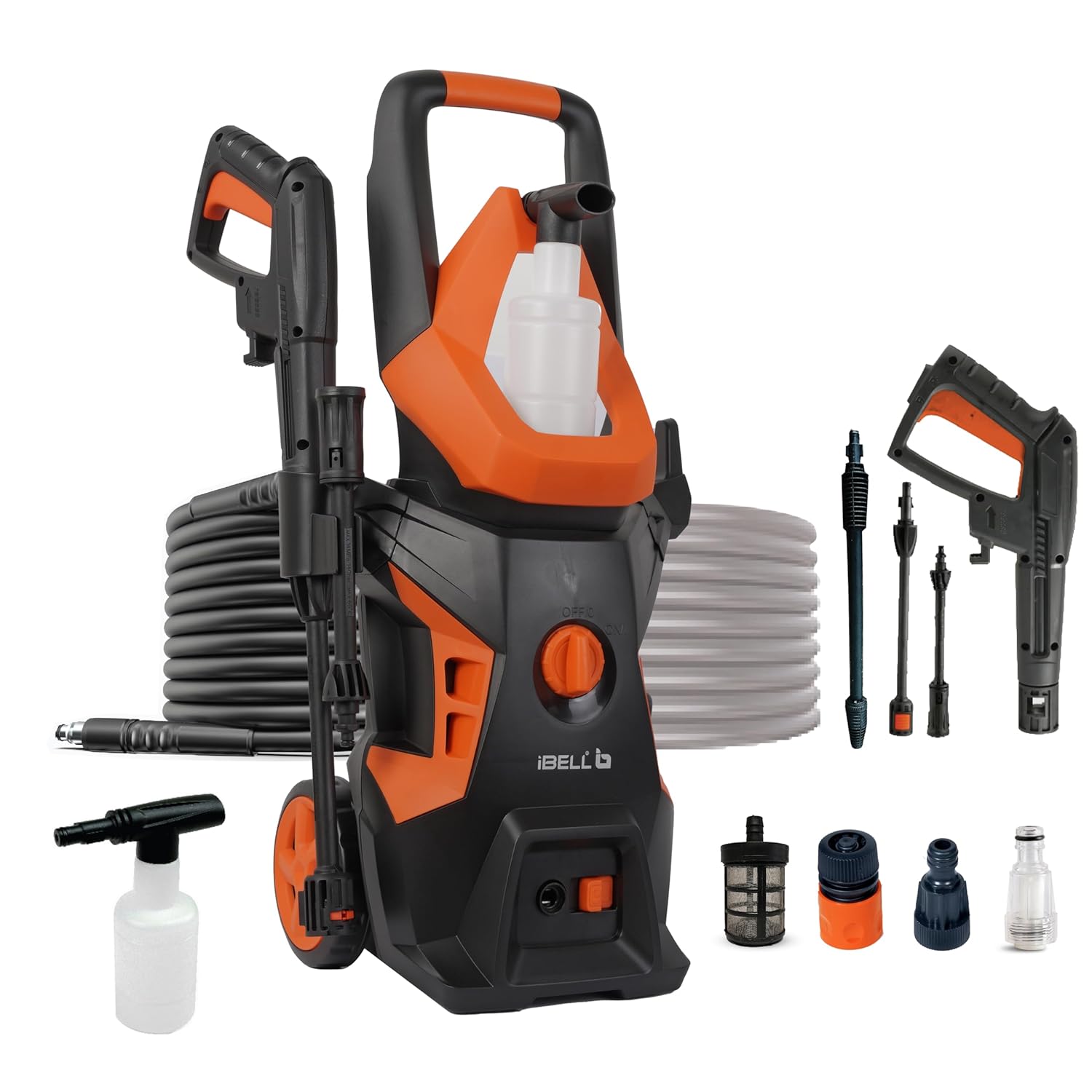 IBELL WIND55 Pressure Washer for Car, 1800W Motor, 140 Bar Car Washer High Pressure Gun, 7.8 L/Min Flow, 5M Hose, Turbo Nozzle, Portable Pressure Washer for Car, Bike, Home & Outdoor Cleaning