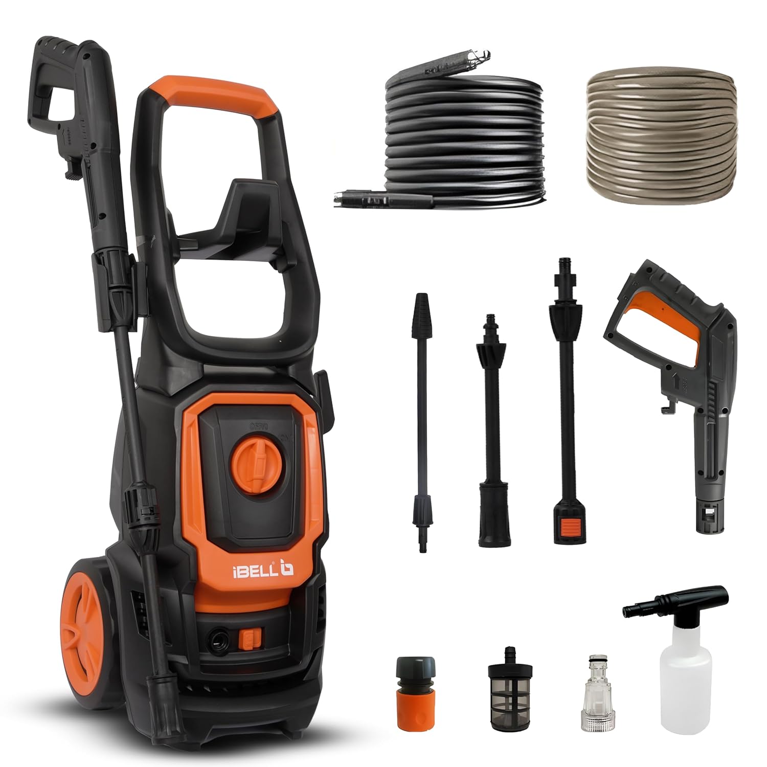 IBELL WIND60 High Pressure Washer, 1600W Induction Motor, 125 Bar Car Washer High Pressure Gun, 6 L/Min Flow, 5M Hose, Portable Pressure Washer for Car, Bike, Home & Outdoor Cleaning