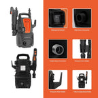 IBELL WIND20 Pressure Washer for Car, 1300 Watts Motor, 100 Bars, 6L/Min Flow Rate, 5 Meters Outlet Hose, for Car, Bike and Home & Outdoor Cleaning Cleaning Purpose, Black and Orange