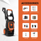 IBELL WIND60 High Pressure Washer, 1600W Induction Motor, 125 Bar Car Washer High Pressure Gun, 6 L/Min Flow, 5M Hose, Portable Pressure Washer for Car, Bike, Home & Outdoor Cleaning
