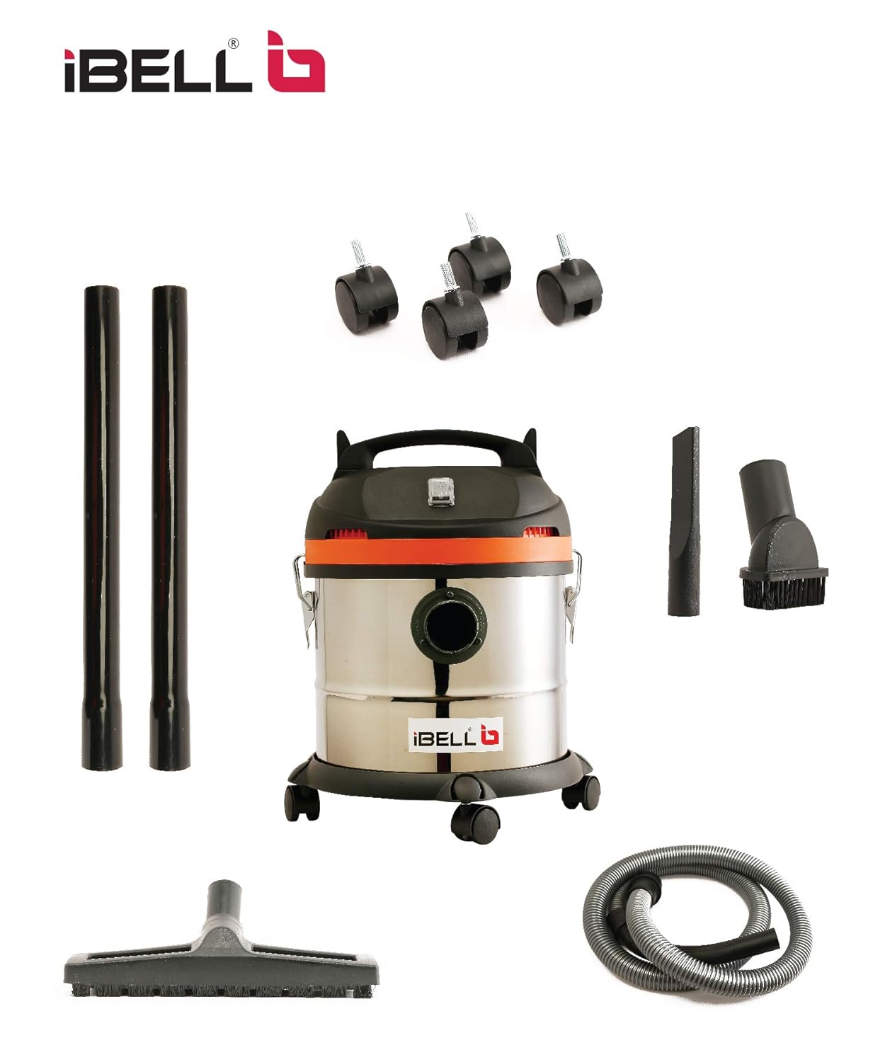 IBELL Cyclone1400 HEPA Filter Stainless Steel 20 Litre 20kPa Pressure Wet/Dry Vacuum Cleaner with Powerful Suction Water Picking Brush and Blower Function