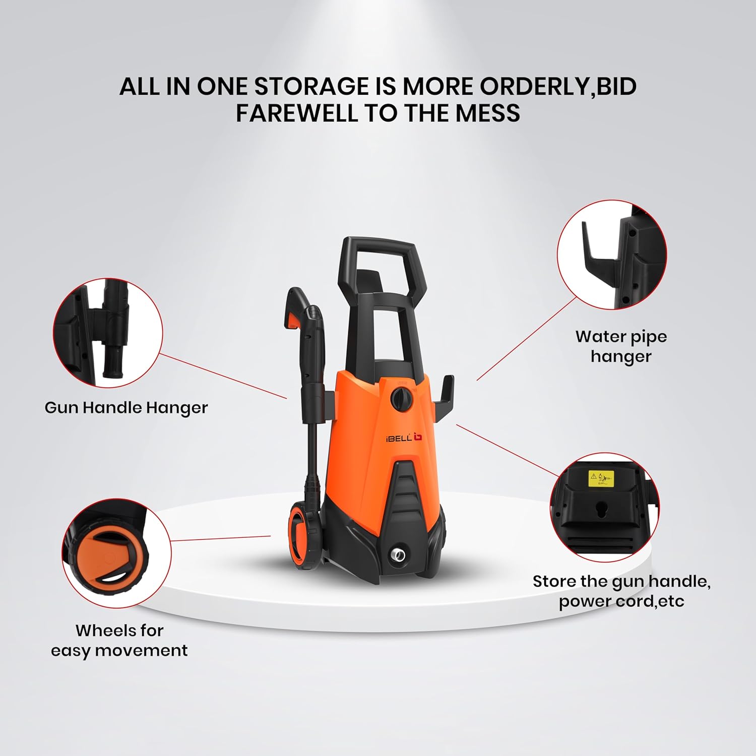 IBELL WIND66 Pressure Car Washer, 1550 Watts Motor, 120 Bar Car Washer High Pressure Gun, 6.7 L/Min Flow, 5M Hose, Portable Pressure Washer for Car, Bike, Home & Outdoor Cleaning
