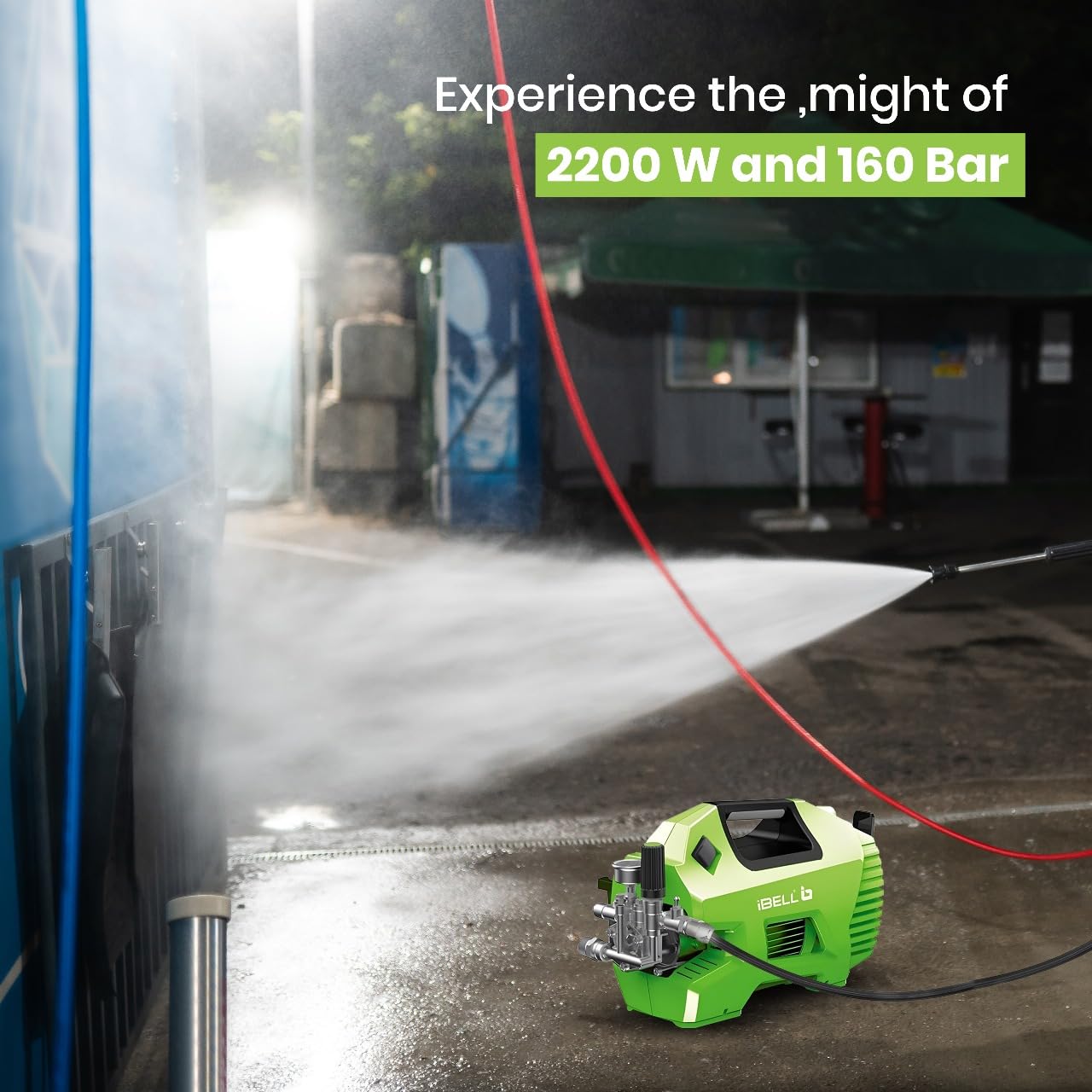 IBELL iGreen550 High Pressure Washer, 2200W Induction Motor, 160 Bar Car Washer High Pressure Gun, 7.4 L/Min Flow, 5M Hose, Portable Pressure Washer for Car, Bike, Home & Outdoor Cleaning