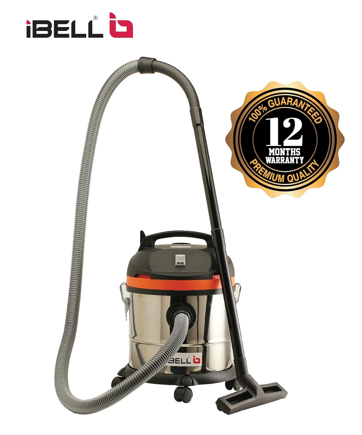 IBELL Cyclone1400 HEPA Filter Stainless Steel 20 Litre 20kPa Pressure Wet/Dry Vacuum Cleaner with Powerful Suction Water Picking Brush and Blower Function