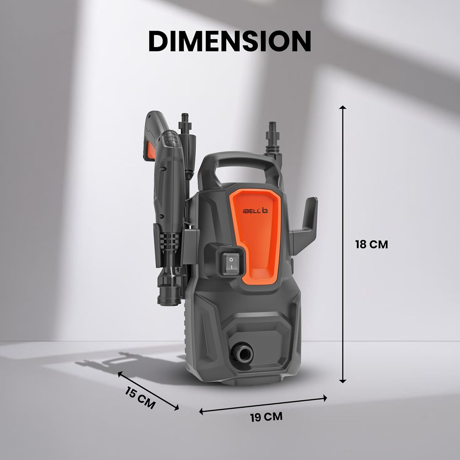 IBELL WIND20 Pressure Washer for Car, 1300 Watts Motor, 100 Bars, 6L/Min Flow Rate, 5 Meters Outlet Hose, for Car, Bike and Home & Outdoor Cleaning Cleaning Purpose, Black and Orange