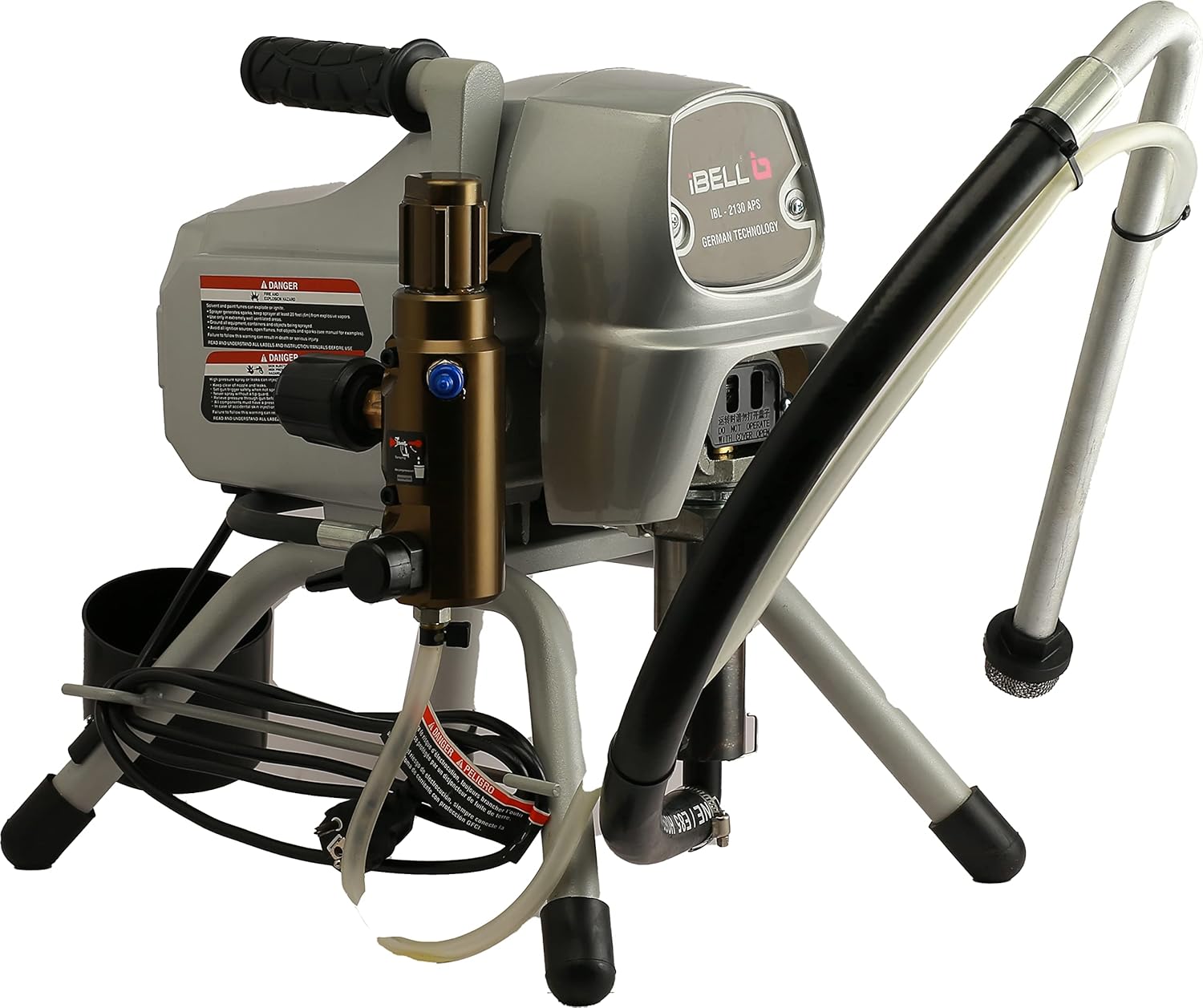 iBELL APS2130 Airless Paint Sprayer Machine with Powerful 840W Motor, Max Pressure 22.7MPa/3300psi, 2.1L/Min Flow Rate and 15M High Pressure Hose...