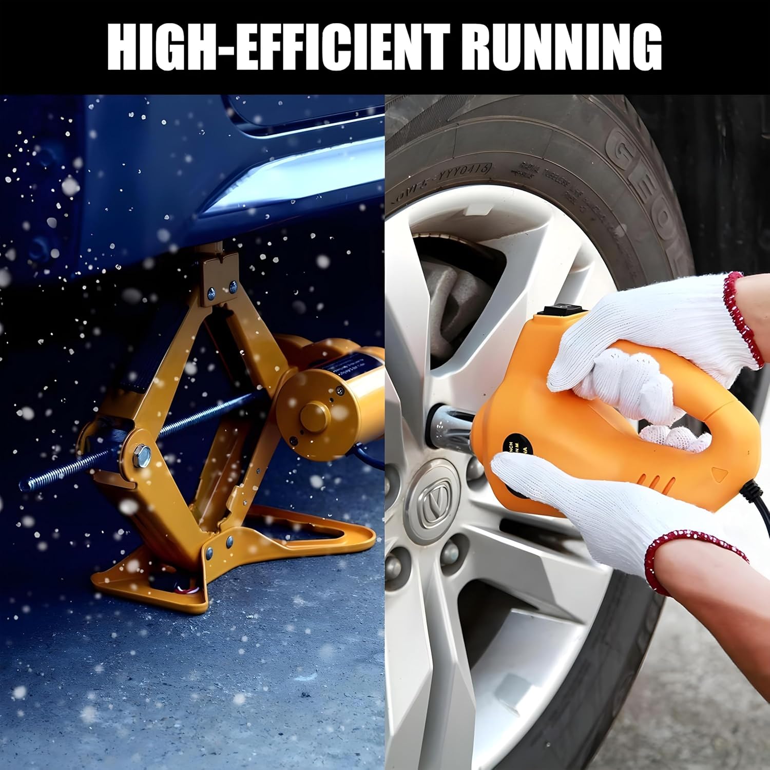 iBELL ECJ310 Hydraulic Jack for car, Electric Jack with Tire Inflator and Electric Impact Wrench, Lifting Range 6 to 17.7 inch Compactible for SUV MPV Sedan