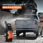 IBELL WIND79 PRO High Pressure Washer, 1900W Induction Motor, 150 Bar Car Washer High Pressure Gun, 7.5 L/Min Flow, 5M Hose, Portable Pressure Washer for Car, Bike, Home & Outdoor Cleaning