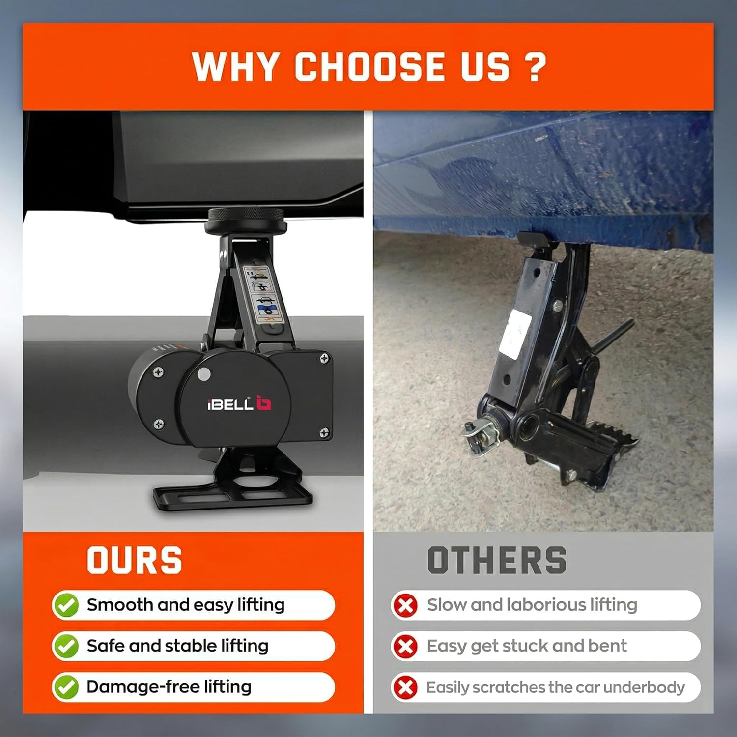 IBELL 12V DC Electric Scissor Jack Tool Kit Lift Upto 2 Ton Weight, Electric Floor Jack, (Height Upto 13.8 Inches)