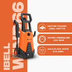 IBELL WIND66 Pressure Car Washer, 1550 Watts Motor, 120 Bar Car Washer High Pressure Gun, 6.7 L/Min Flow, 5M Hose, Portable Pressure Washer for Car, Bike, Home & Outdoor Cleaning