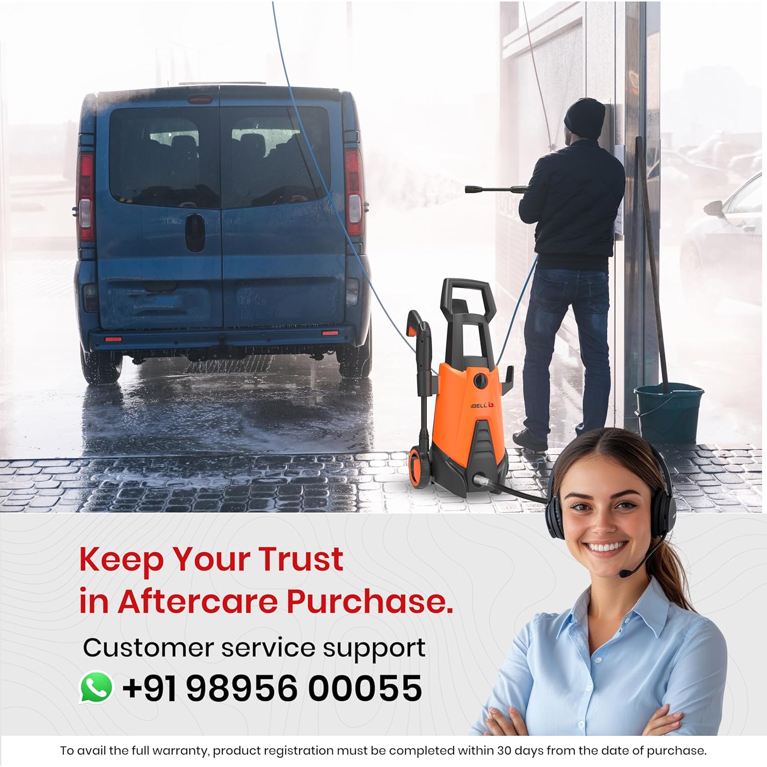 IBELL WIND66 Pressure Car Washer, 1550 Watts Motor, 120 Bar Car Washer High Pressure Gun, 6.7 L/Min Flow, 5M Hose, Portable Pressure Washer for Car, Bike, Home & Outdoor Cleaning