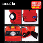 iBELL ECJ510 Hydraulic Jack for car, 5 in 1 Electric Jack for car with Tire Inflator and Electric Impact Wrench, Lifting Range 6 to 17.7 inch Compactible for Car SUV MPV Sedan