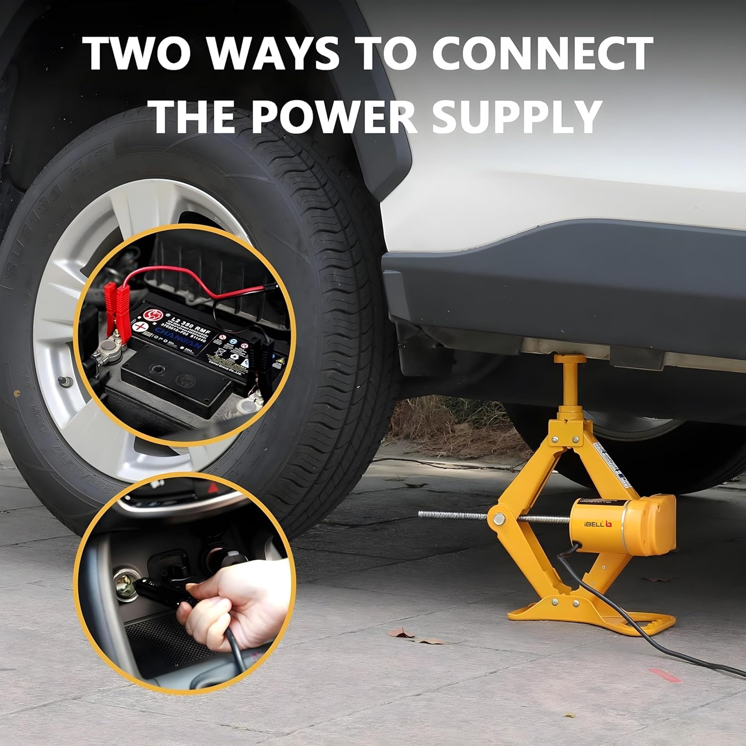 iBELL ECJ310 Hydraulic Jack for car, Electric Jack with Tire Inflator and Electric Impact Wrench, Lifting Range 6 to 17.7 inch Compactible for SUV MPV Sedan