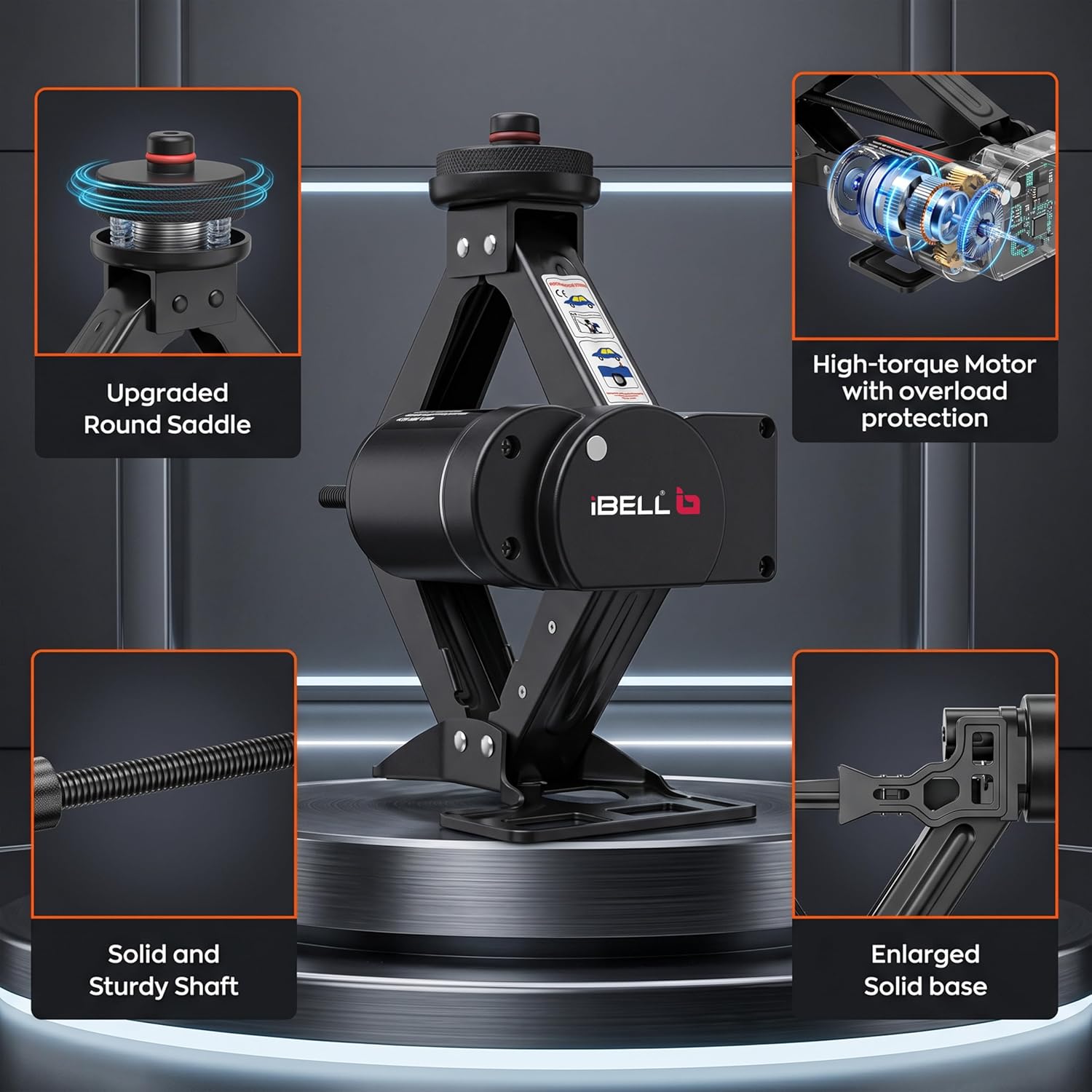 IBELL 12V DC Electric Scissor Jack Tool Kit Lift Upto 2 Ton Weight, Electric Floor Jack, (Height Upto 13.8 Inches)