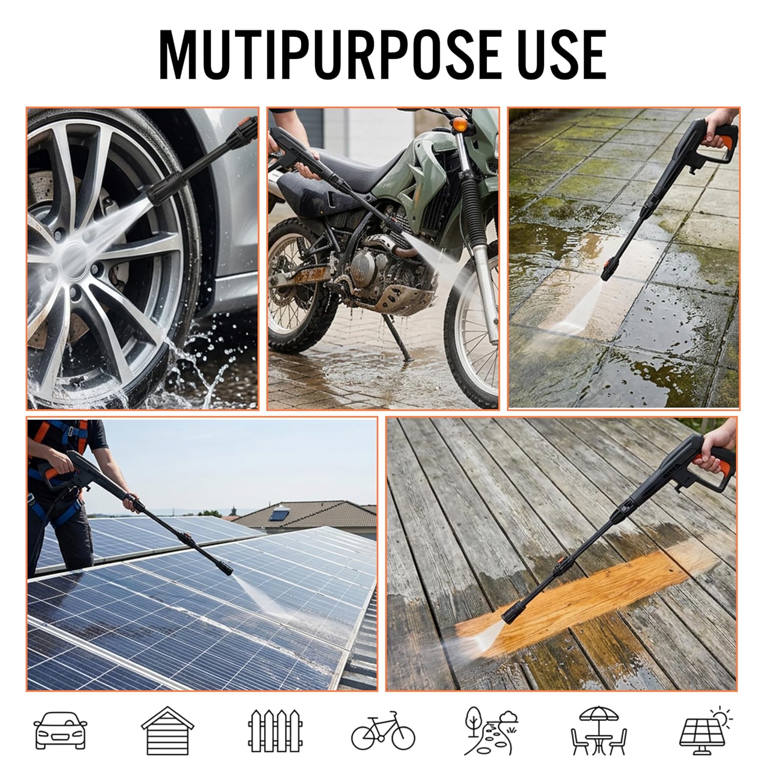 IBELL WIND60 High Pressure Washer, 1600W Induction Motor, 125 Bar Car Washer High Pressure Gun, 6 L/Min Flow, 5M Hose, Portable Pressure Washer for Car, Bike, Home & Outdoor Cleaning