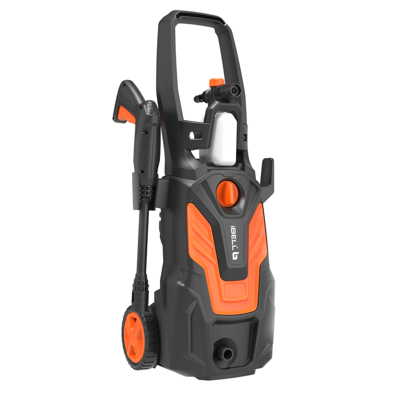 Powerful 1650W Motor for Deep Cleaning – The IBELL WIND40 car washer high pressure gun features a robust 1650W motor and 120 bar pressure, ensuring efficient cleaning for cars, bikes, patios, and home exteriors.